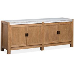 Plum Creek Sierra Brown and White 70" Marble Top TV Stand