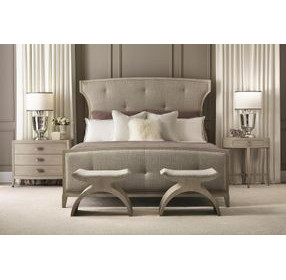 East Hampton Cerused Linen And Muted Gray King Upholstered Bed