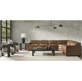 Lioni Brown Leather 4 Piece Modular Power Reclining Sectional with USB Charging