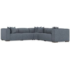 Bliss Blue 5 Piece Modular Power Reclining Sectional with Pillows