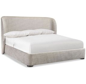 Geneve Beige and Robor Performance Fabric King Upholstered Shelter Bed