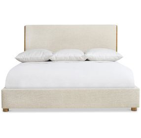 Brasea Beige and Lume Performance Fabric King Upholstered Panel Bed