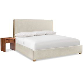 Brasea Beige and Lume Performance Fabric Upholstered Panel Bedroom Set
