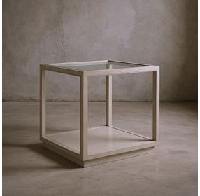 Glaze Bezel Square Glass Top End Table