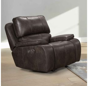 Brookings Charcoal Gray Glider Recliner with Power Headrest Footrest And USB Charging