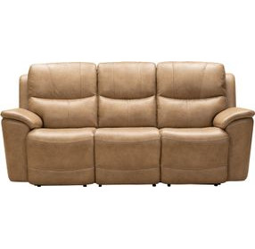 Kaden Elliott Taupe Leather Power Reclining Living Room Set with Power Lumbar and USB Charging