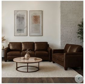 Kathleen Caramel Brown Leather Living Room Set