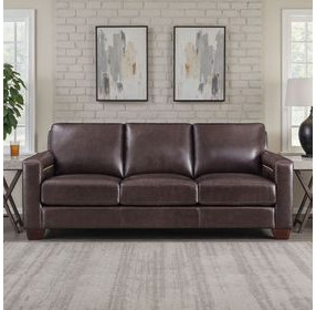 Kathleen Brown Leather 84" Sofa with Nailhead Trim