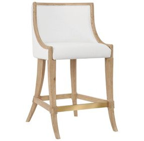 Keaton White and Brown Performance Fabric Counter Height Stool