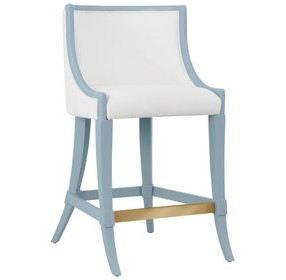 Keaton White and Light Blue Performance Fabric Counter Height Stool