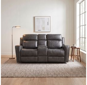 Kellen Dark Gray Double 73" Power Reclining Loveseat with Center Console