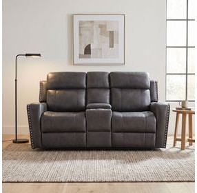Kellen Dark Gray Double 72" Reclining Loveseat with Center Console