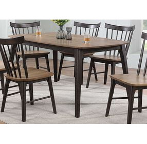 Kensington Black and Natural Rectangular Leg Dining Room Set