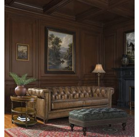 Chester Tianran Nature Leather Tufted Stationary Sofa