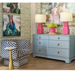 Kilmer Light Blue Matte Lacquer 6 Drawer Dresser