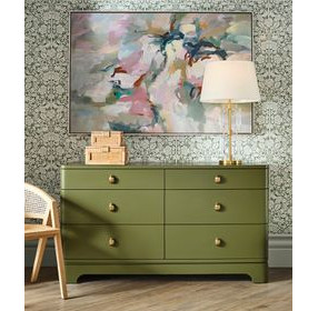 Kilmer Olive Green Matte Lacquer 6 Drawer Dresser