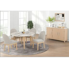 Essence Natural and White 54" Round Marble Top Dining Table