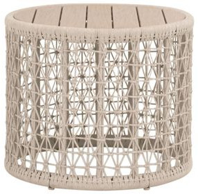 Knit Beige Round Outdoor End Table