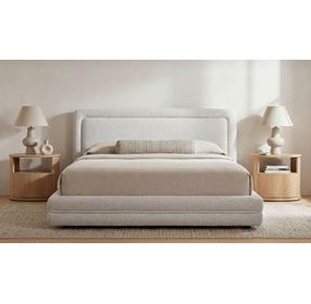 Tory Pebble Queen Upholstered Platform Bed