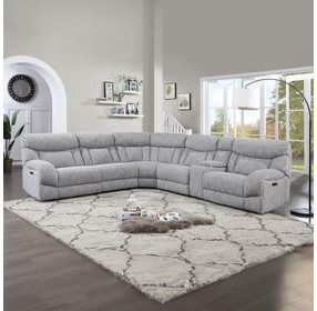 Park City Gray 6 Piece Modular Power Reclining Sectional with USB Charging