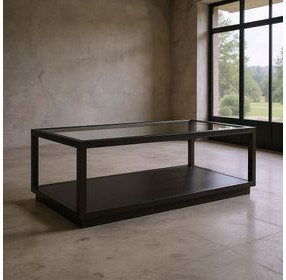 Glaze Onyx Rectangular Glass Top Occassional Table Set