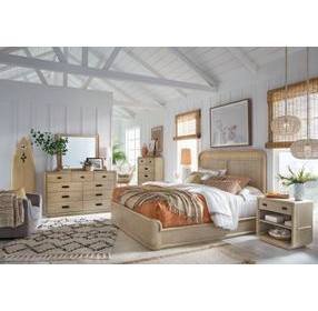 Sunset Cove Sanibel Brown 1 Drawer Open Nightstand with USB Charging