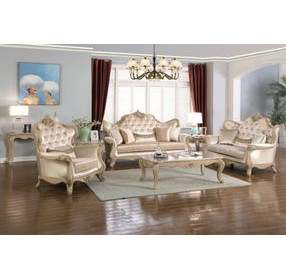 Monique Champagne and Beige Square Marble Top End Table