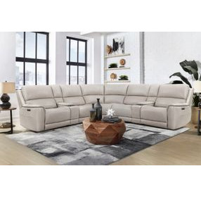 Easton Steamboat Quartz Leather 7 Piece Modular Zero Gravity Power Reclining Sectional with USB Charging