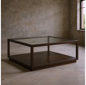 Glaze Cola Square Glass Top Cocktail Table