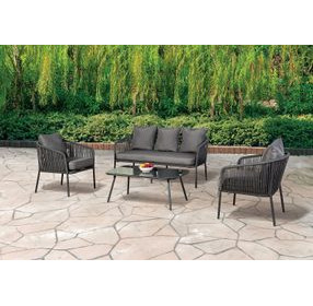 Myesha Dark Gray and Light Gray 4 Piece 39" Outdoor Conversation Set