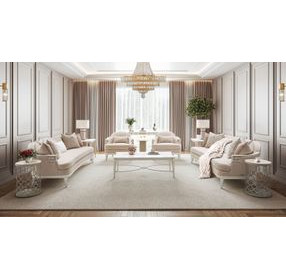 La Marisia Tranquil and Creamy Pearl Chenille 72" Loveseat