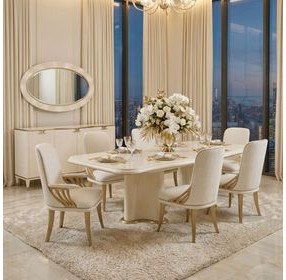 La Terrazza Creamy Pearl 141" Extendable Rectangular Dining Table