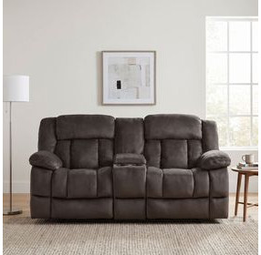 Laurelton Chocolate Double Glider Reclining Console Loveseat