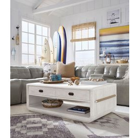 Sunset Cove Moonlight Pearl and Brown Rectangular Cocktail Table