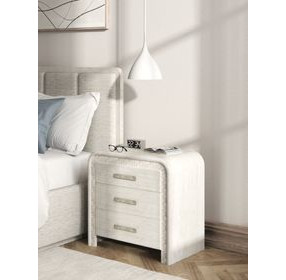 Ashlar Beige 3 Drawer Nightstand with USB Charging