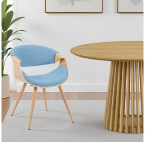 Butterfly Oak and Light Blue Upholstered Dining Chair