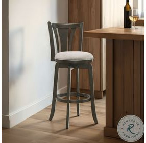 Elle Beige Fabric Swivel Bar Stool