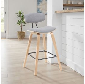 Fox Oak and Gray Upholstered Bar Stool
