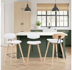 Fox Oak and White Upholstered Counter Height Stool