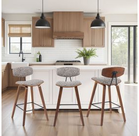 Fox Walnut and Speckled Brown Upholstered Counter Height Stool