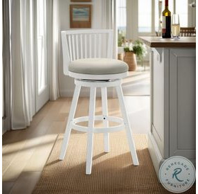 Harper Fog Fabric Swivel Bar Stool