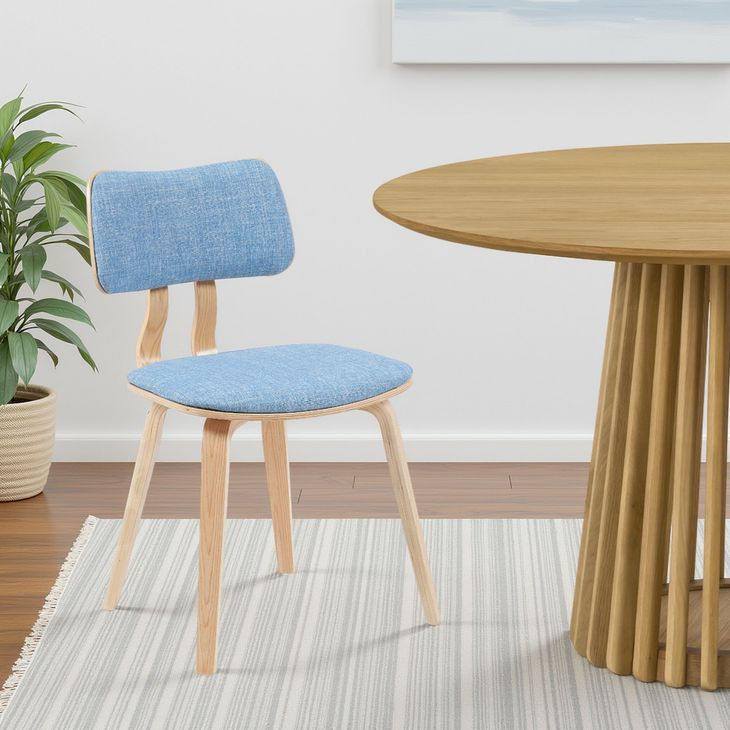 Jaguar Oak and Light Blue Upholstered Dining Chair