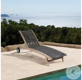 Odette Light Eucalyptus and Charcoal Rope 72" Outdoor Chaise Lounge Chair