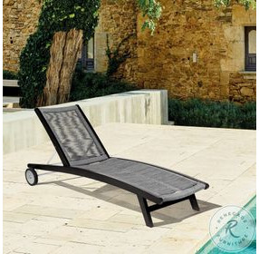 Odette Dark Eucalyptus and Gray Rope 72" Outdoor Chaise Lounge Chair