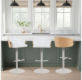 Solstice White Upholstered Swivel Bar Stool