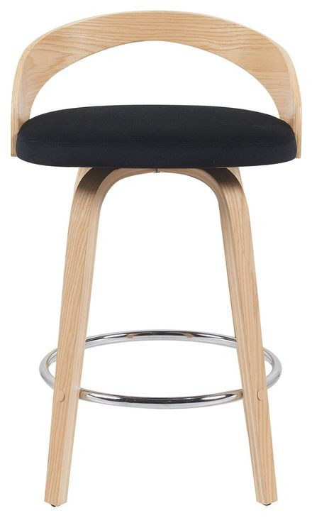 Sonia Oak and Black Upholstered Swivel Counter Height Stool