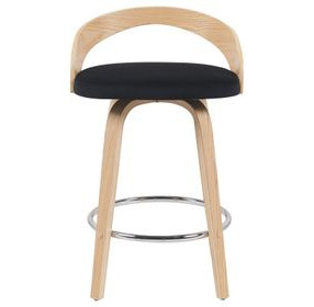 Sonia Oak and Black Upholstered Swivel Counter Height Stool