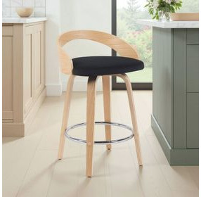 Sonia Oak and Black Upholstered Swivel Counter Height Stool