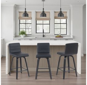 Vienna Brushed Black and Black Upholstered Swivel Counter Height Stool