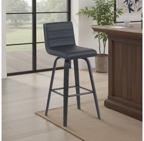 Vienna Brushed Black and Black Upholstered Swivel Bar Stool